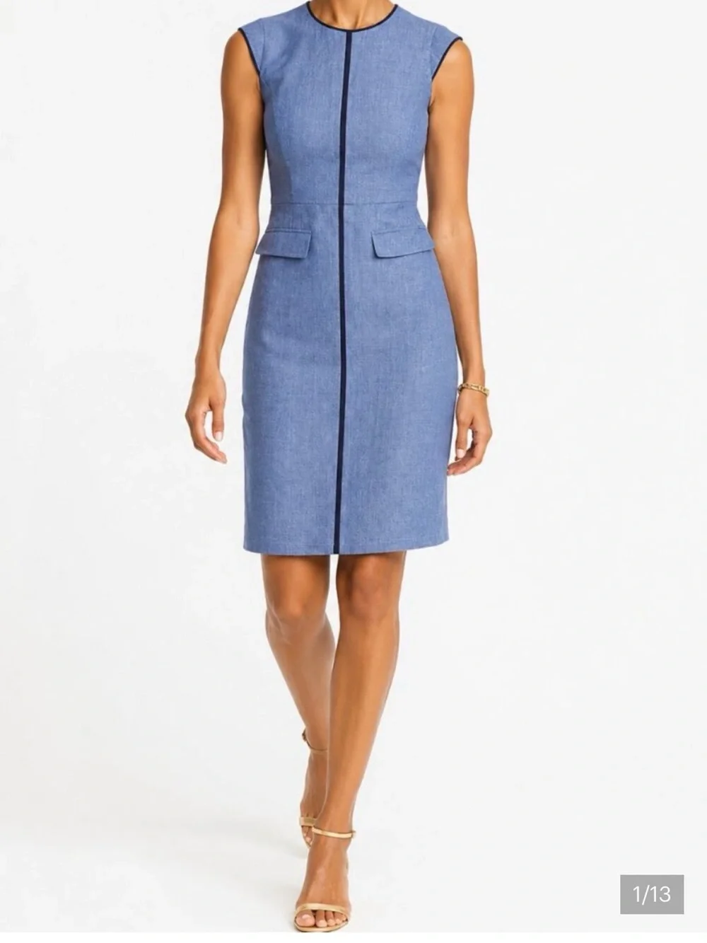 J. Crew Patch Pocket Sheath Dress in Tipped Linen